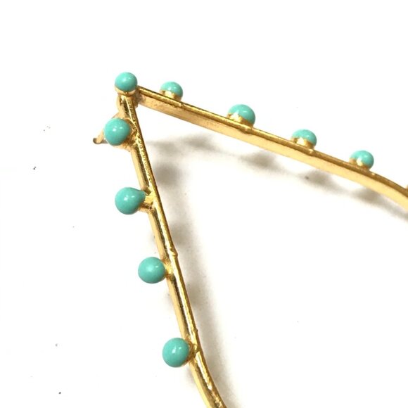 Sylvia Toledano Teardrop Dots Earrings Womens 22K Gold Plated Turquoise 3" Post - Picture 6 of 11